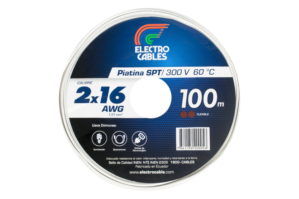 Cable Flexible Piatina SPT 2X16 AWG - 100 m.