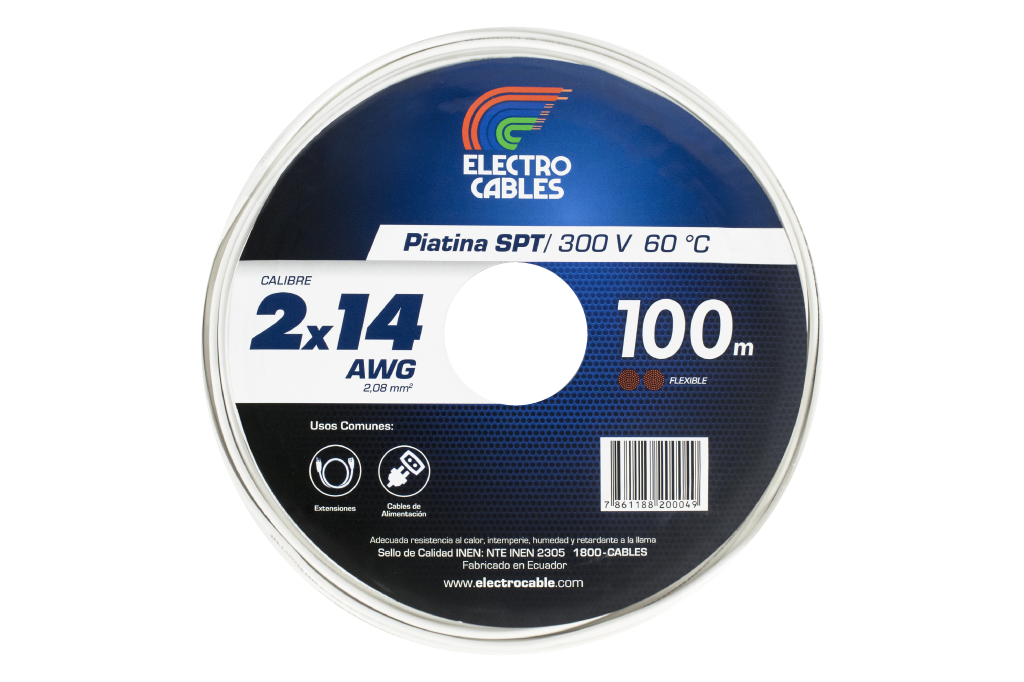 Cable Flexible Piatina SPT 2X14 AWG - 100 m.